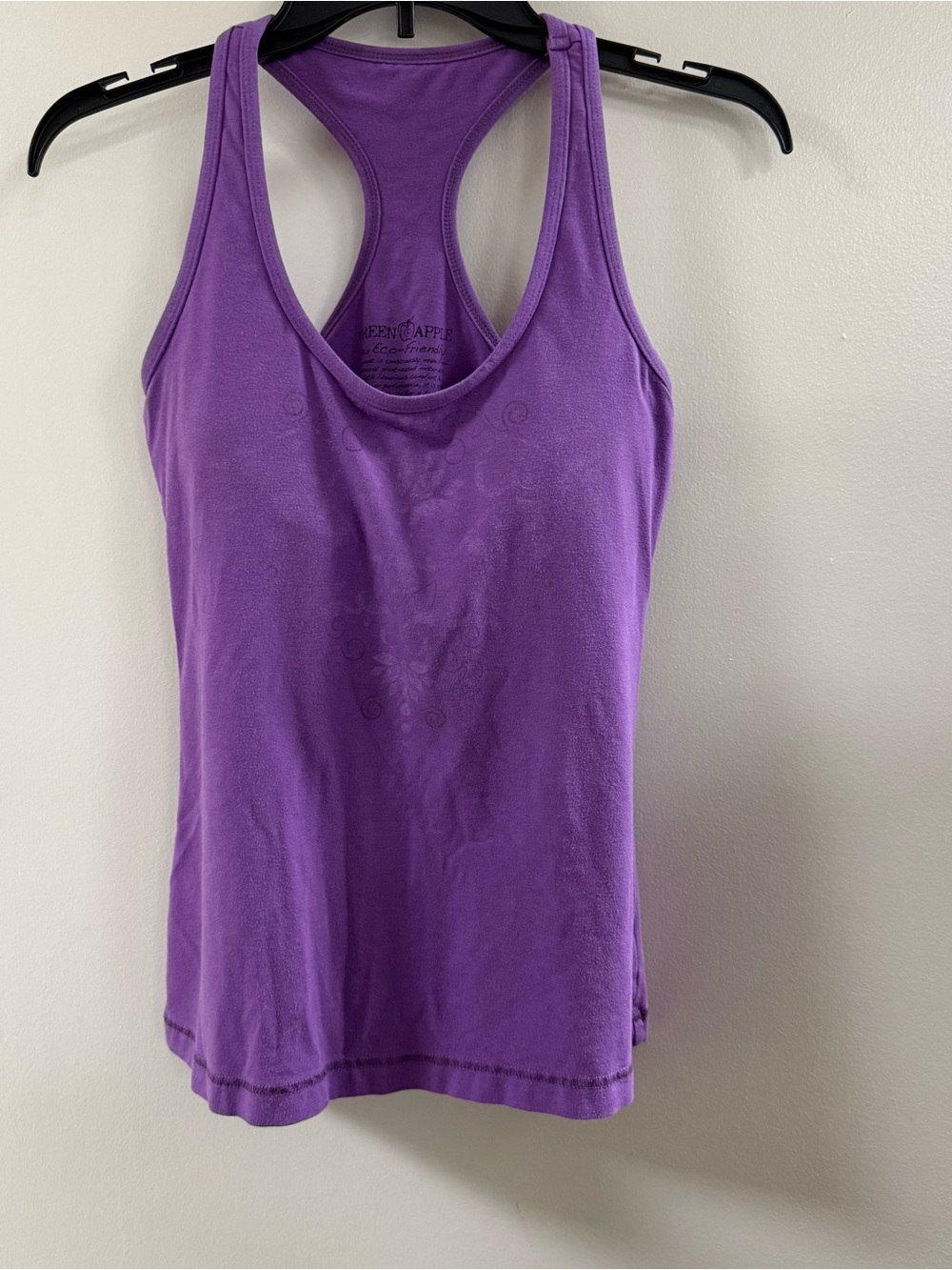 Green Apple Purple Racerback Tank Top with Subtle Printed Detail Medium